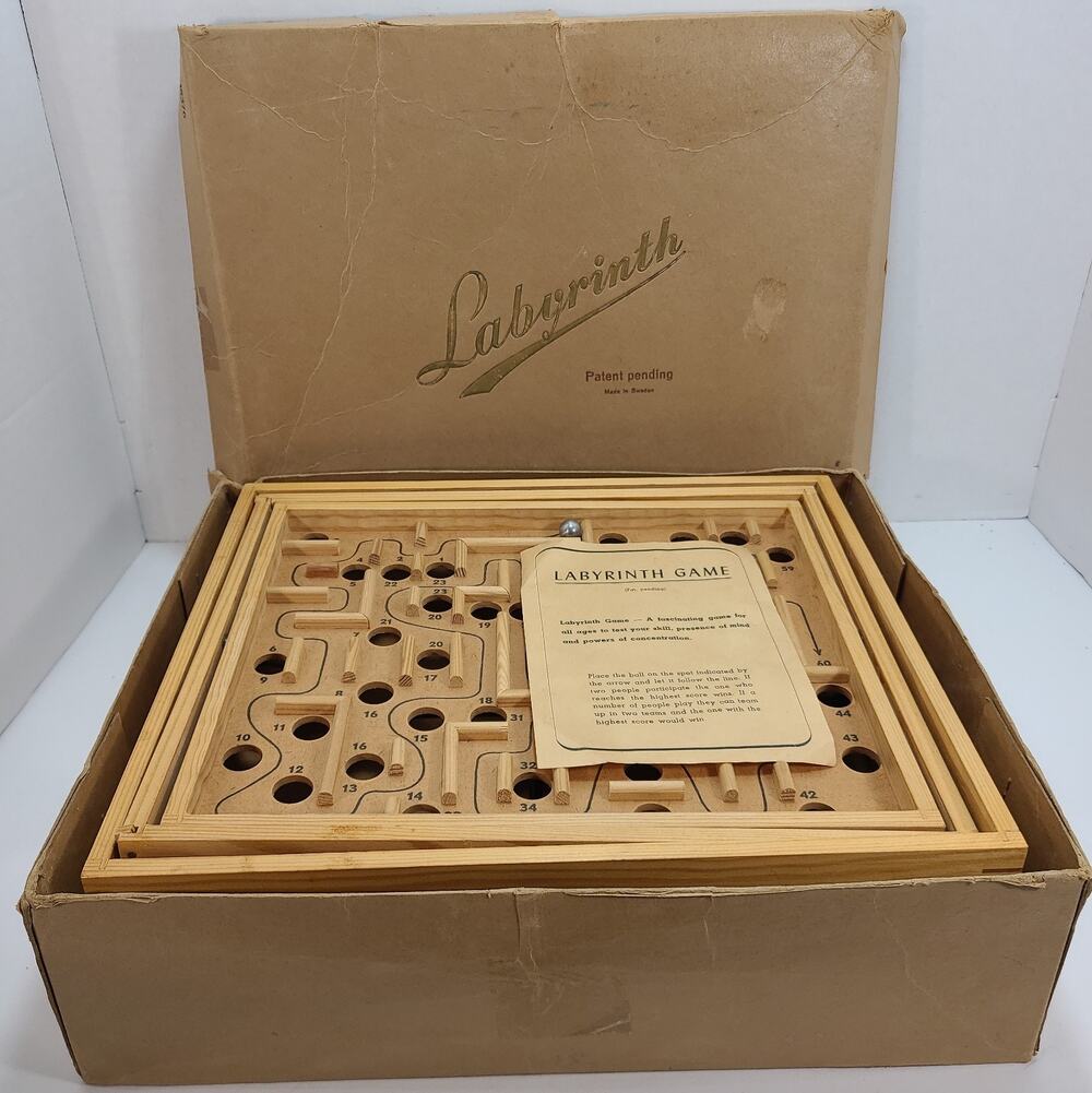 BRIO Labyrinth Wooden Maze Game Sweden 18376 Labyrintspel With Original Box